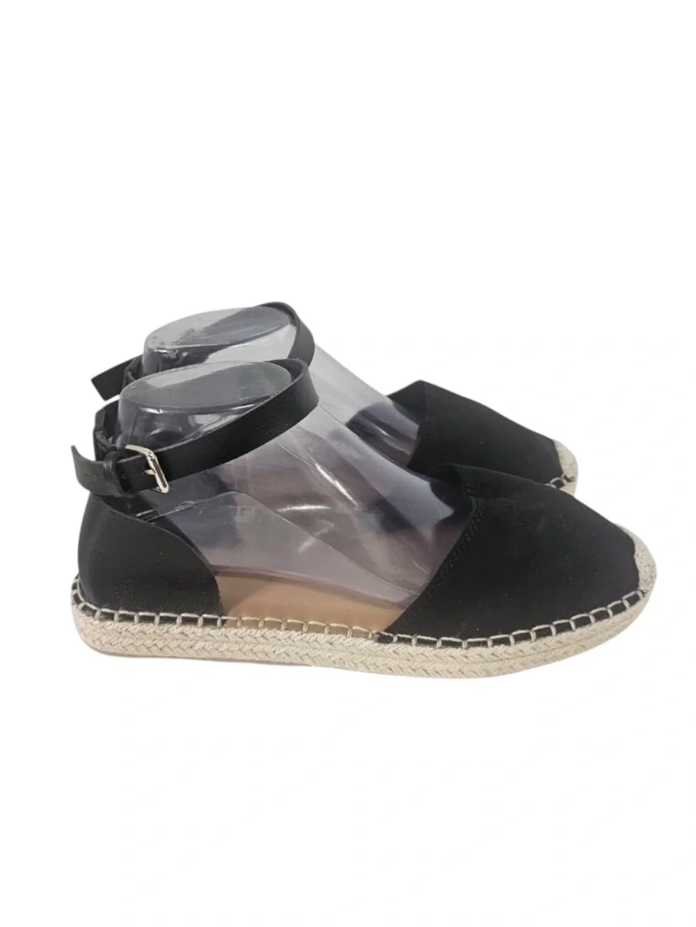 OLD NAVY black canvas & faux leather espadrilles size 10 - Like New